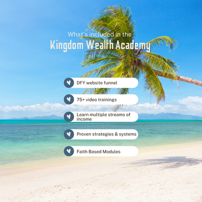 What's included in Kingdom Wealth Academy MRR eCommerce Course and Community Nathalie Lesage Faithful Living Home Christian Course