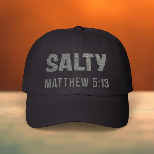 Salty Matthew 5:13 Christian Classic Cotton Baseball Cap Gift for Men and Women by Faithful Living Home in Black