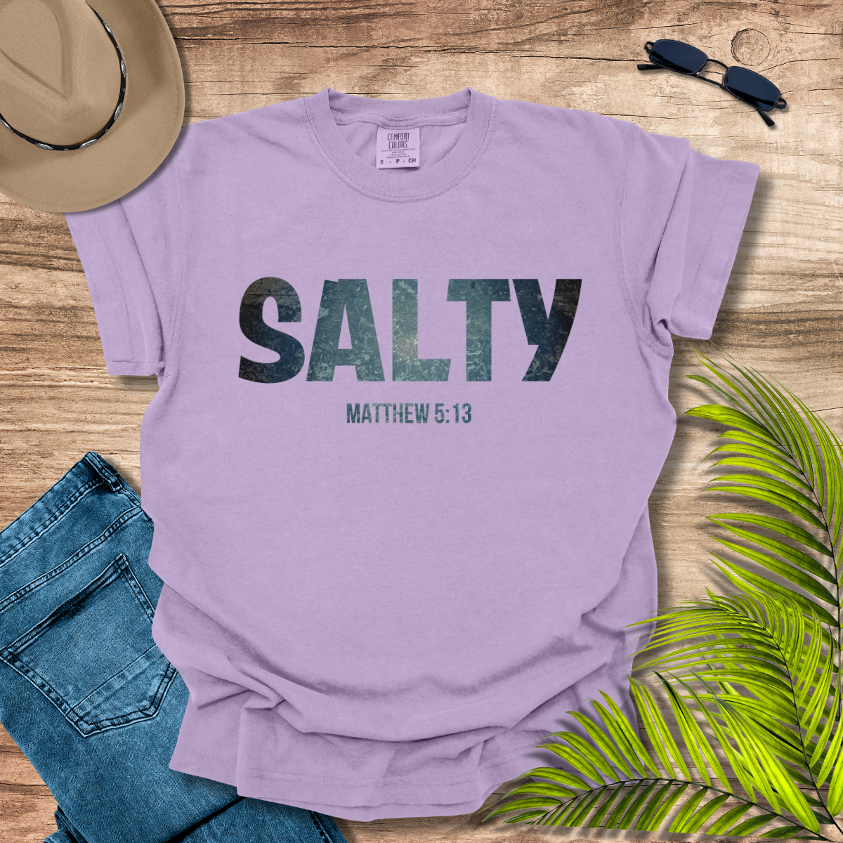 Stay SALTY Matthew 5:13 Comfort Colors T-shirt Orchid Color by Faithful Living Home Nathalie Lesage