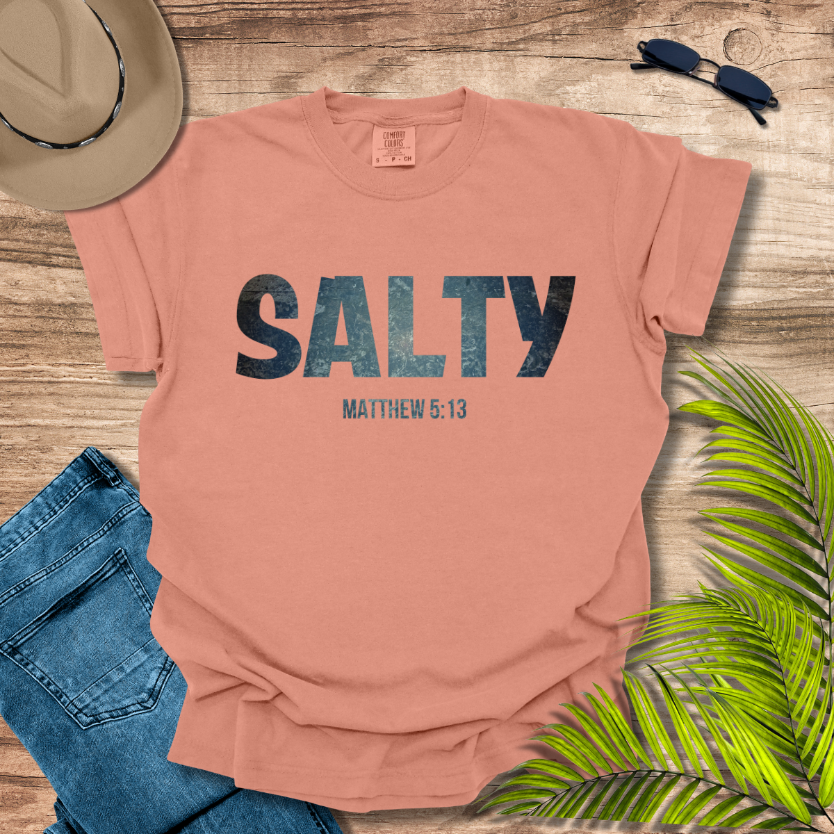 Stay SALTY Matthew 5:13 Comfort Colors T-shirt Terracotta Color by Faithful Living Home Nathalie Lesage