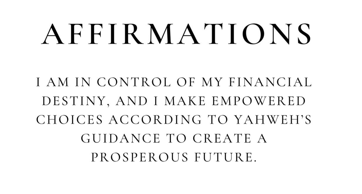 Empower Her Finance Affirmation Example Page by Faithful Living Home