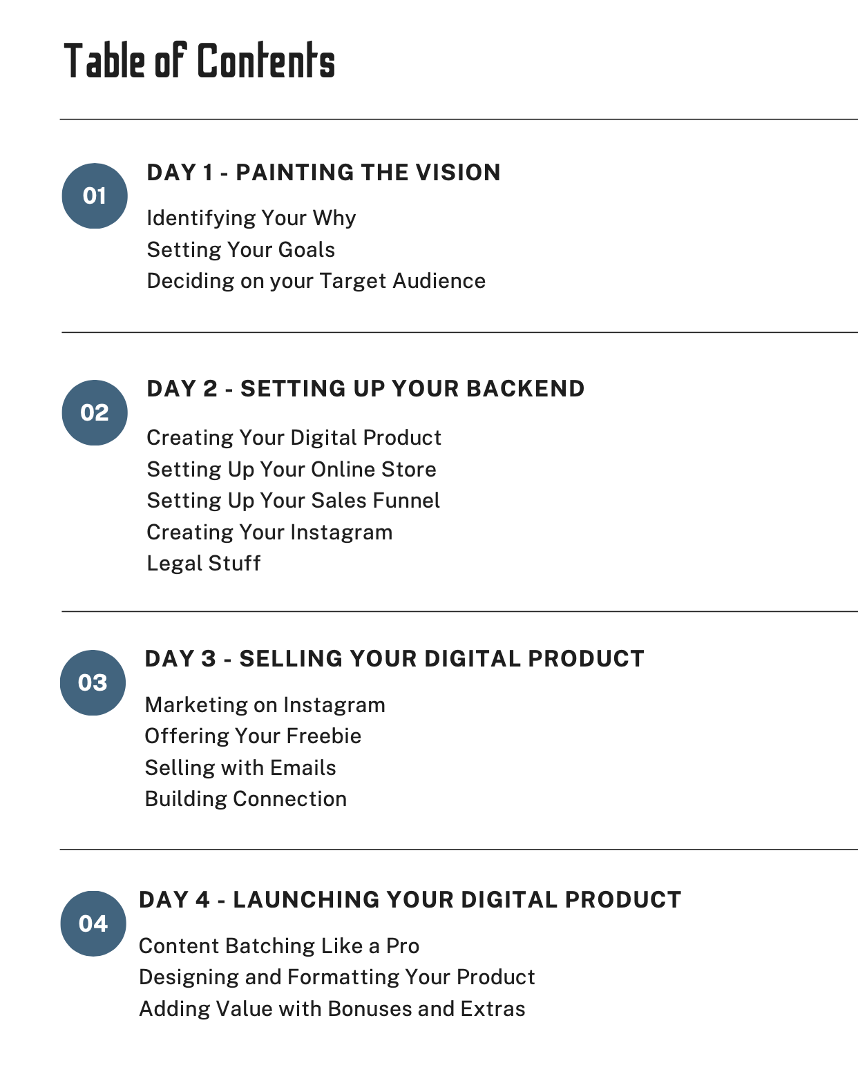 Table of Content of the Blessed Business Blueprint Guide by Nathalie Lesage of Faithful Living Home