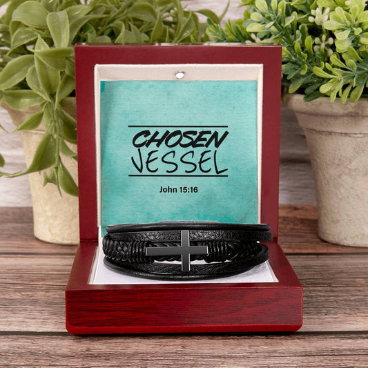 Chosen Vessel Cross Synthetic Leather Bracelet